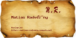 Matias Radvány névjegykártya